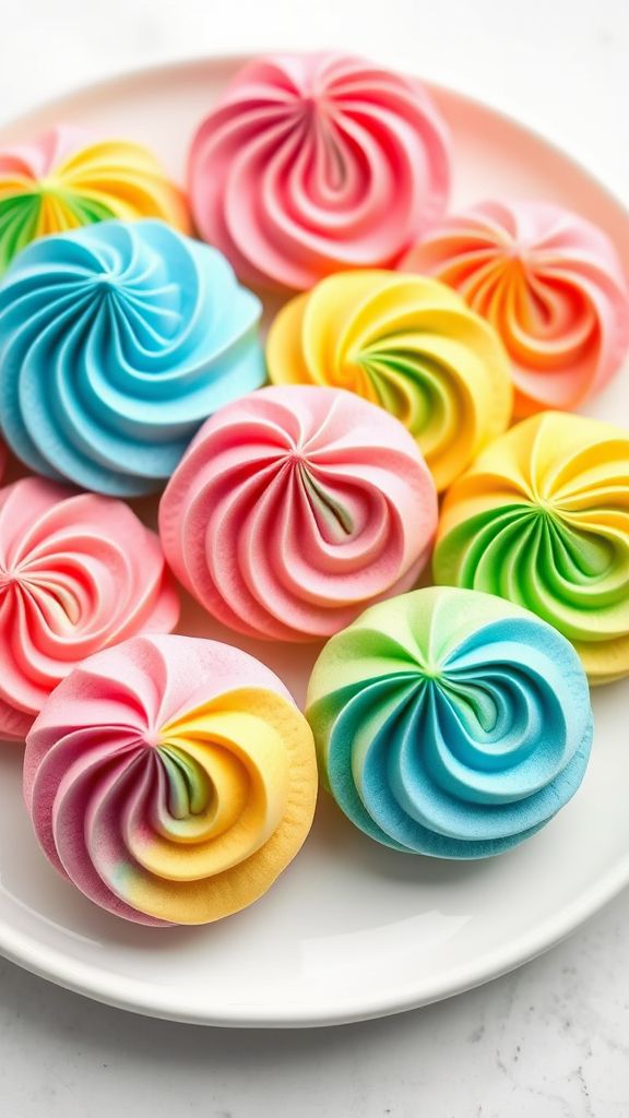 Rainbow Meringue Cookies  