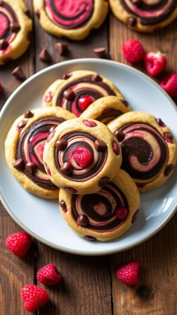 Raspberry Swirl Keto Chocolate Chip Cookies