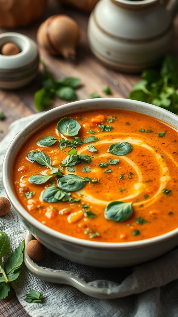 Red Lentil and Spinach Soup  