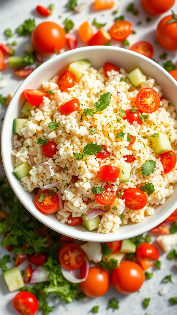 Riced Cauliflower Salad with Lemon Vinaigrette