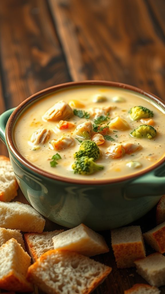 Rustic Chicken Broccoli Cheese Chowder