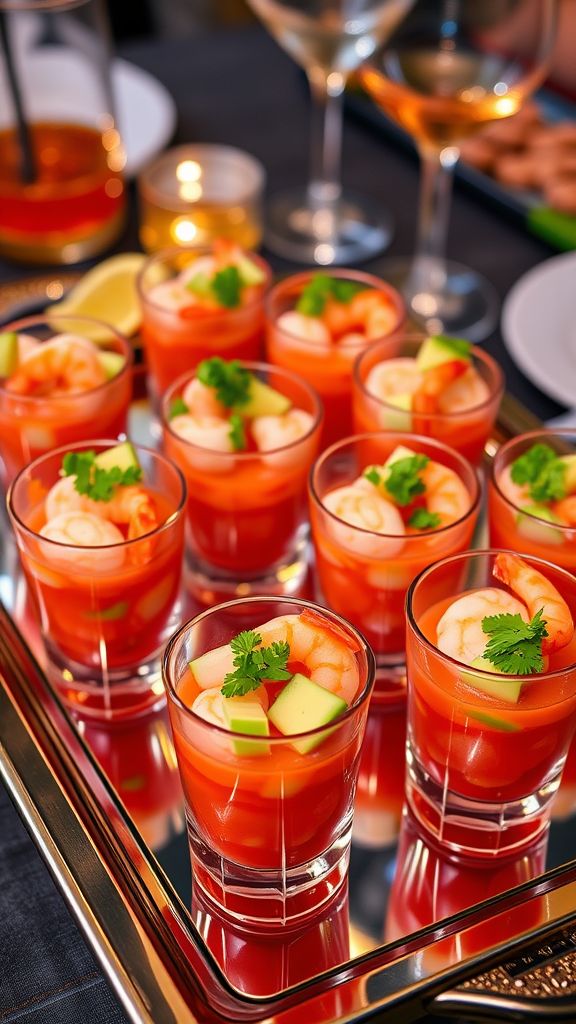 Sassy Shrimp Cocktails in Shot Glasses  