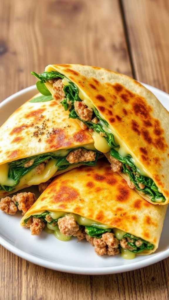 Sausage and Spinach Breakfast Quesadilla