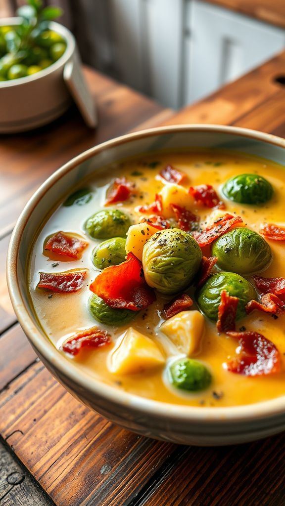 Savory Bacon and Brussels Sprouts Soup  