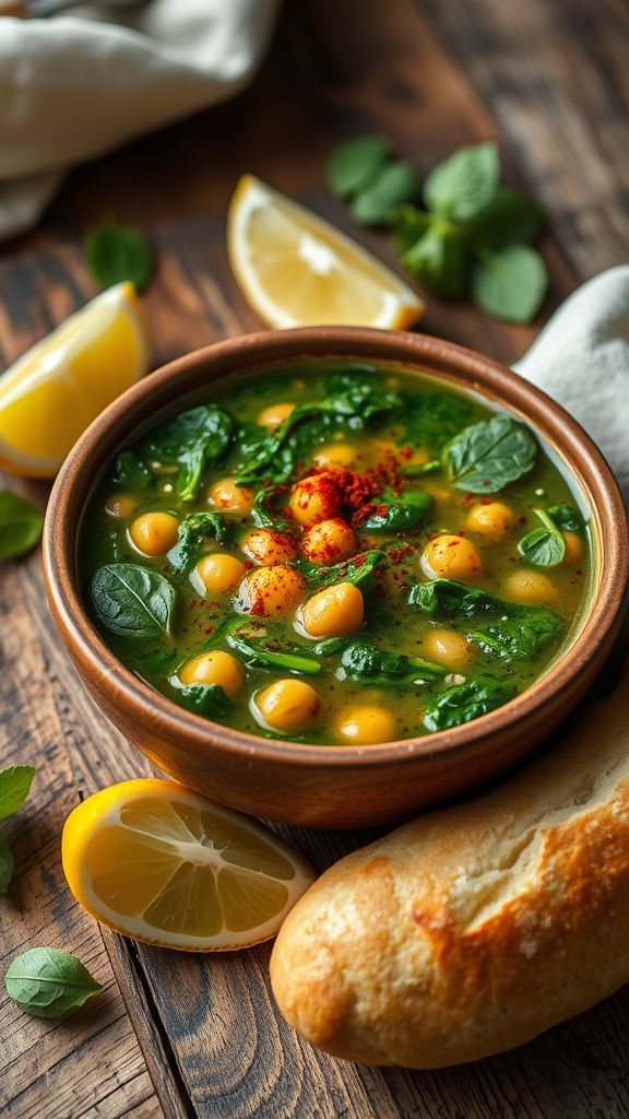 Savory Chickpea and Spinach Soup  