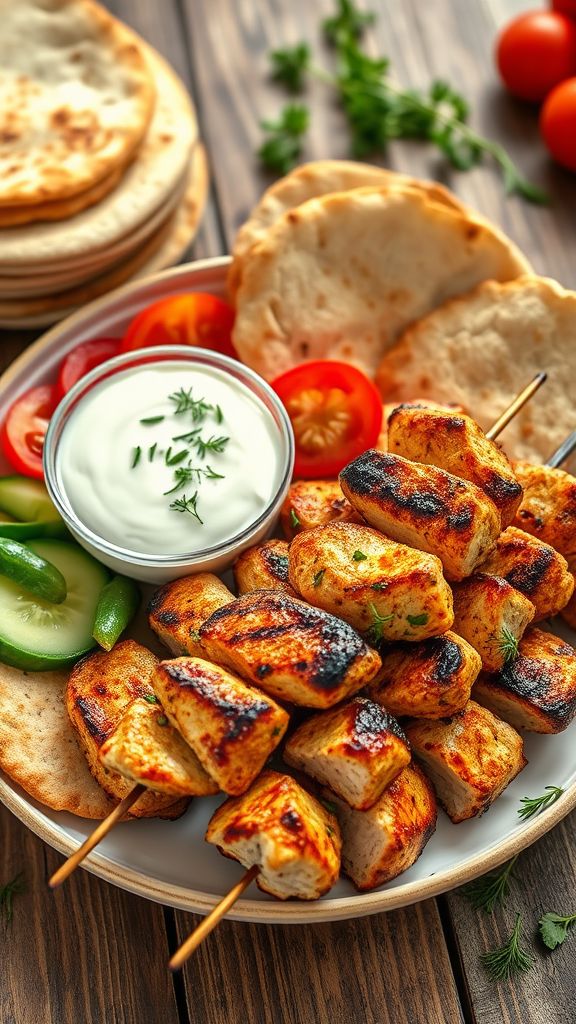 Savory Greek Chicken Souvlaki with Tzatziki  