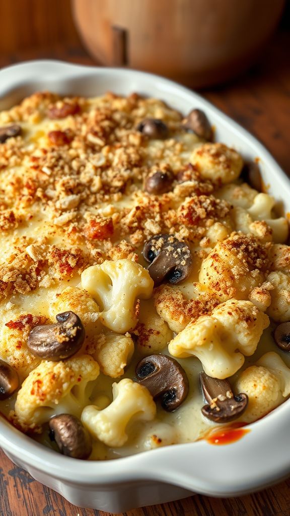 Savory Mushroom and Cauliflower Gratin