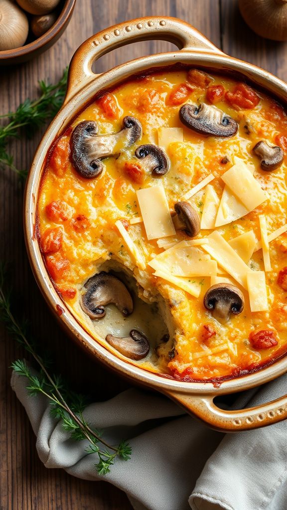 Savory Mushroom and Cheese Keto Bake