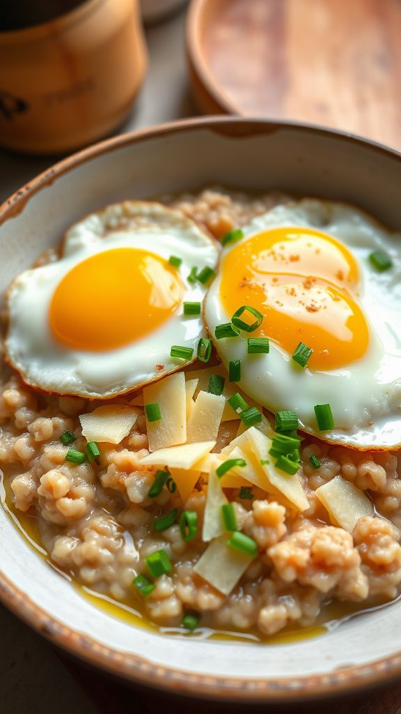 Savory Oatmeal with Egg and Cheese  