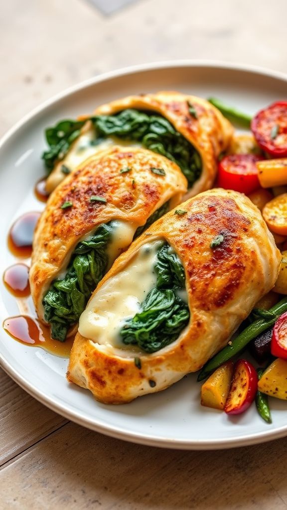 Savory Spinach and Cheese Stuffed Chicken  