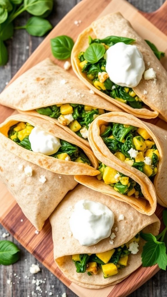 Savory Spinach and Feta Protein Burritos