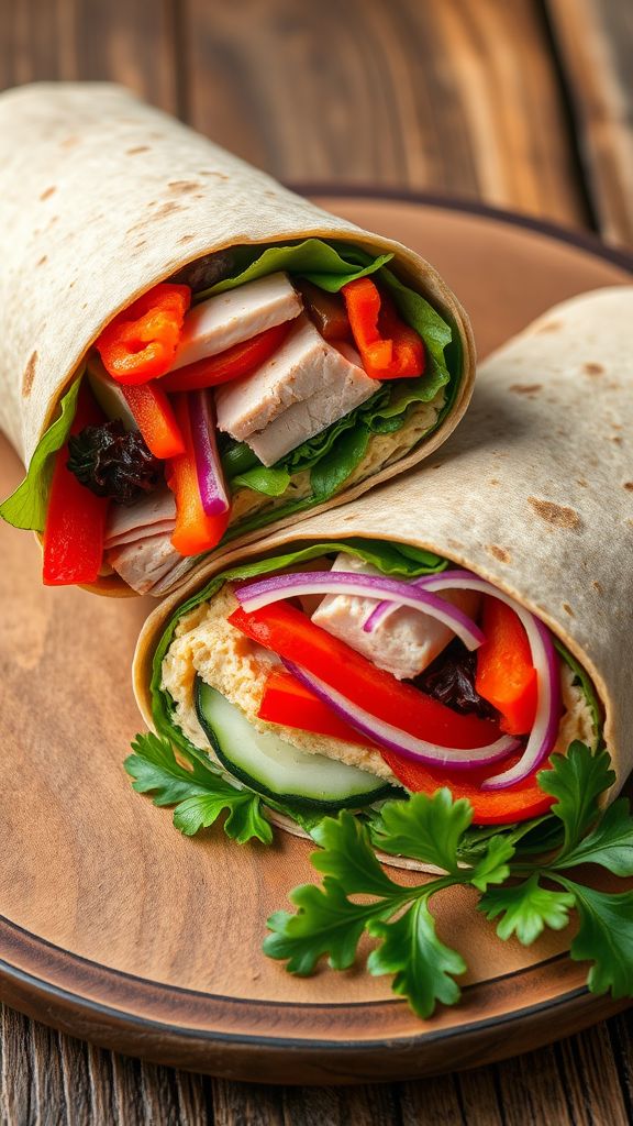 Savory Turkey and Hummus Wraps  