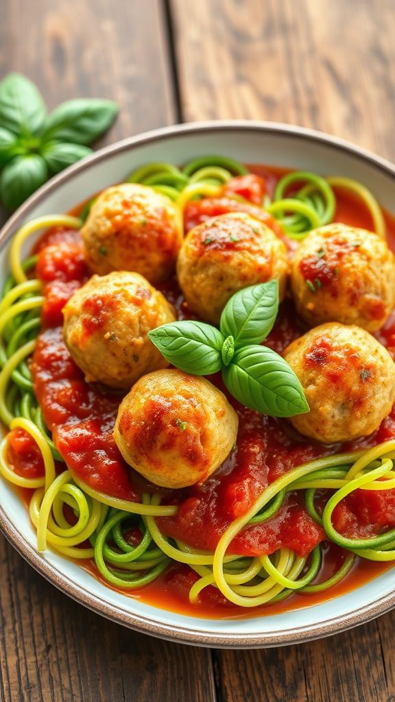 Savory Turkey Meatballs with Zoodles  