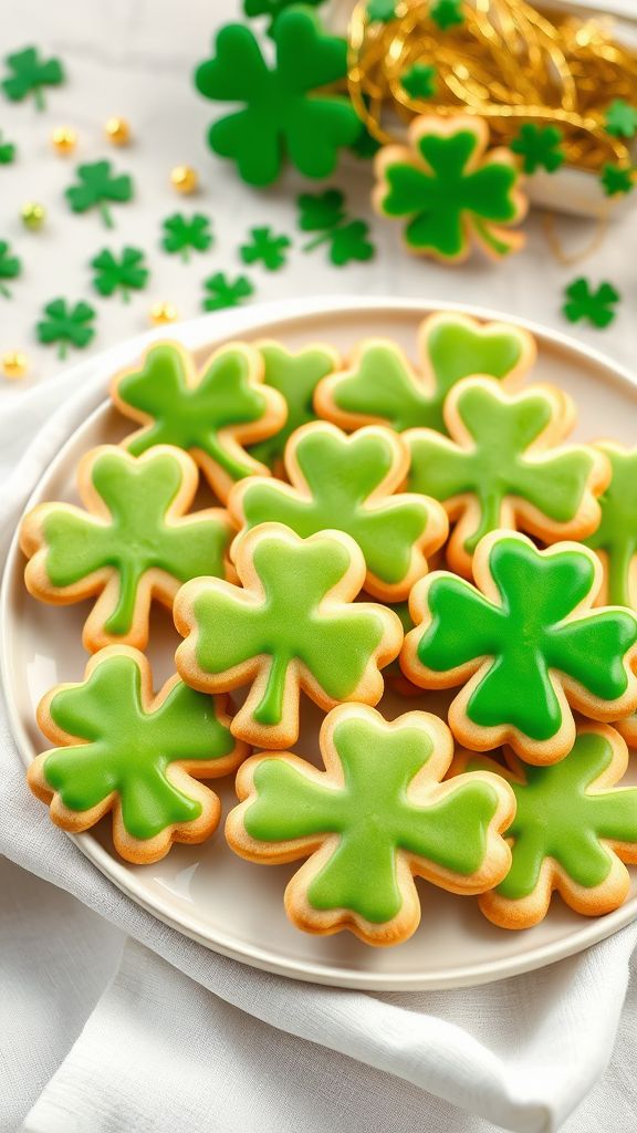 Shortbread Cookies with Shamrock Icing  