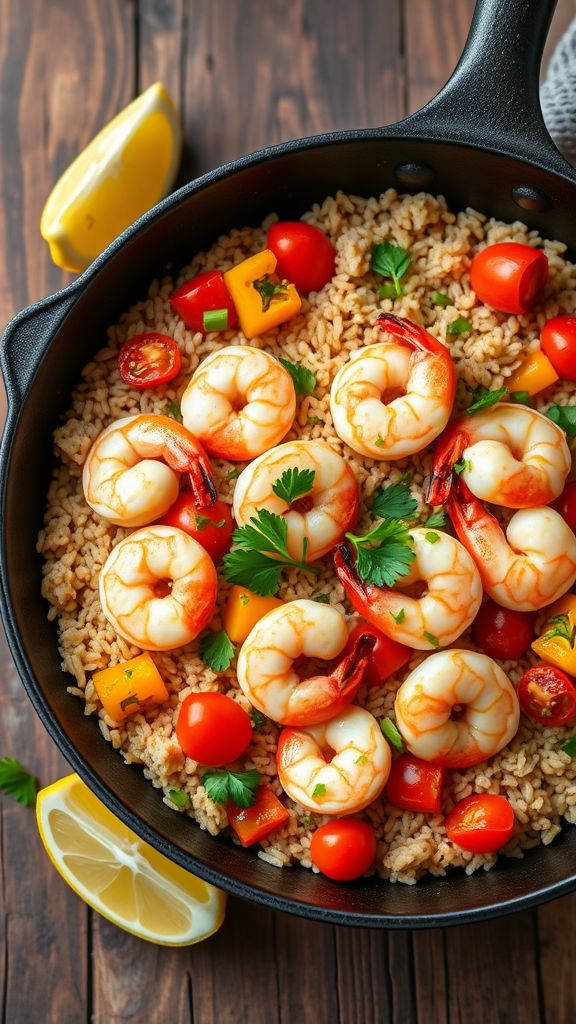 Shrimp and Brown Rice Skillet  