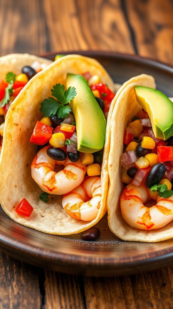 Shrimp Tacos with Black Bean Salsa  