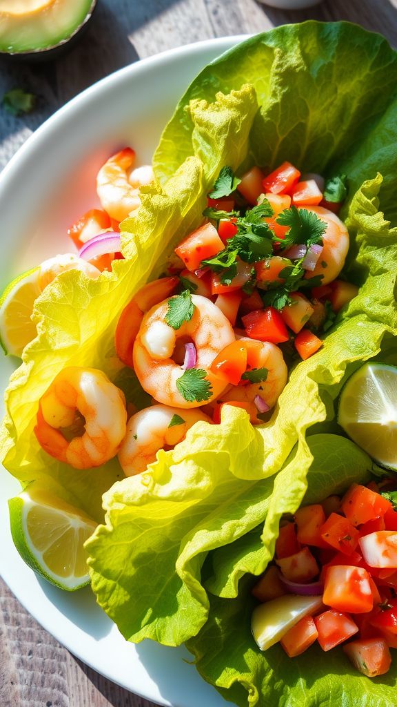 Shrimp Tacos with Lettuce Wraps