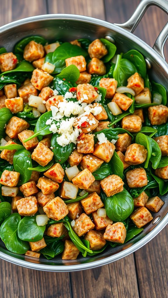 Simple Sausage and Spinach Skillet