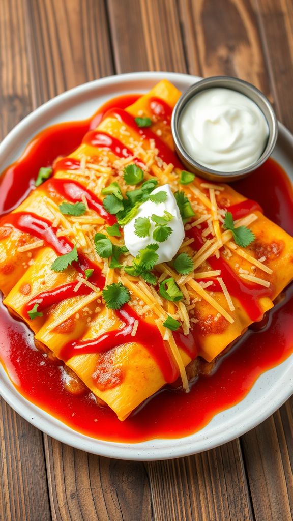 Simple Vegetarian Bean and Cheese Enchiladas