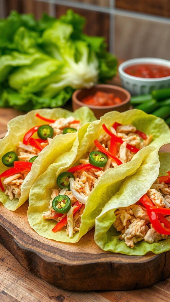 Slow Cooker Fajita Chicken Lettuce Wraps