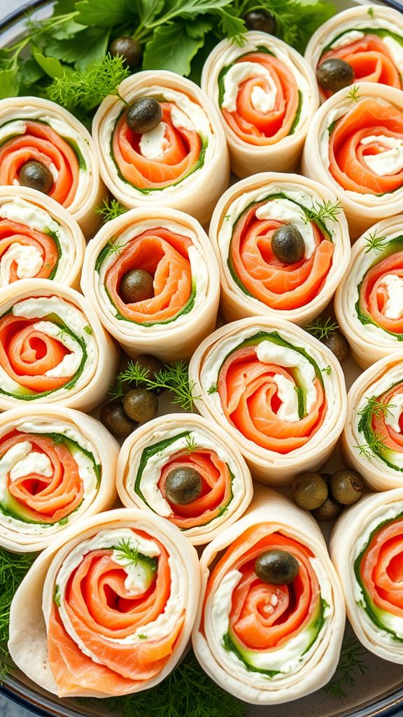 Smoked Salmon and Cream Cheese Roll-Ups