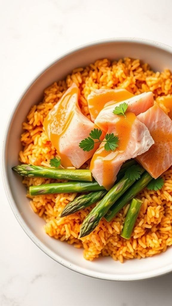 Smoky Salmon and Asparagus Rice Bowl  