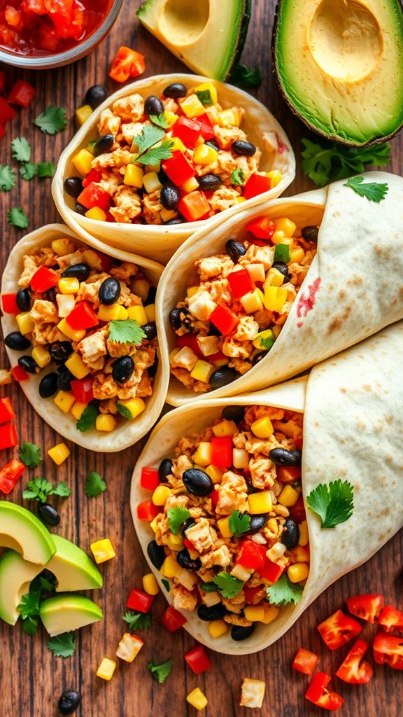 Southwest Chicken and Black Bean Breakfast Wraps