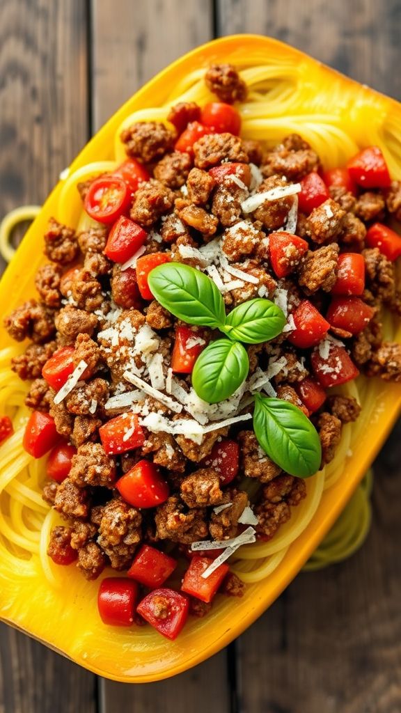 Spaghetti Squash with Italian Ground Beef