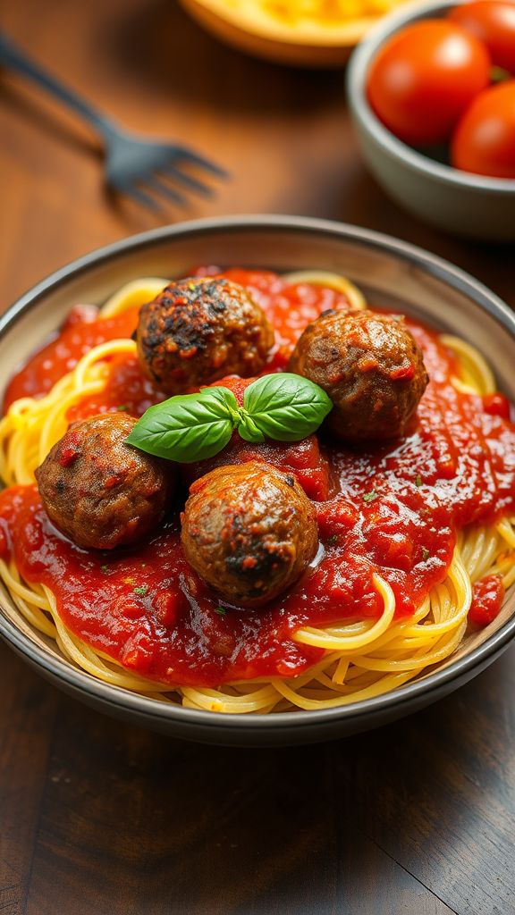 Spaghetti Squash with Marinara and Meatballs  