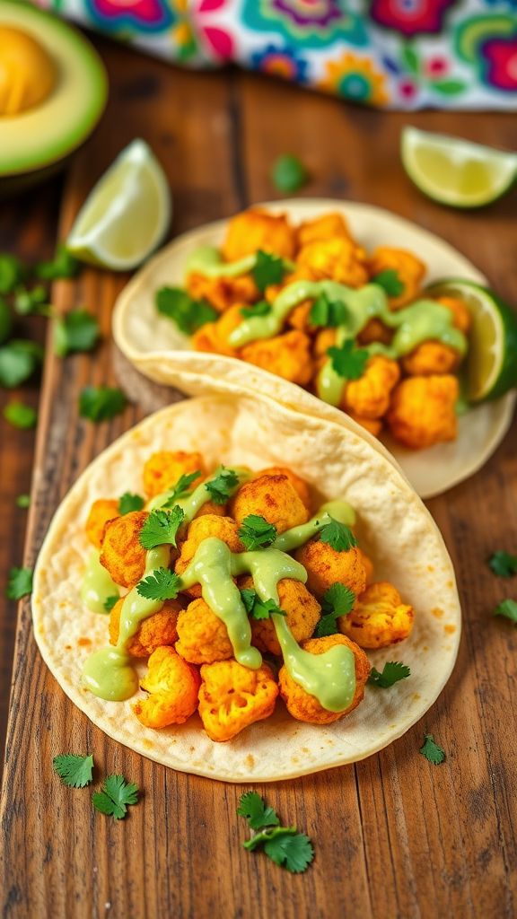 Spiced Cauliflower Tacos with Avocado Sauce  