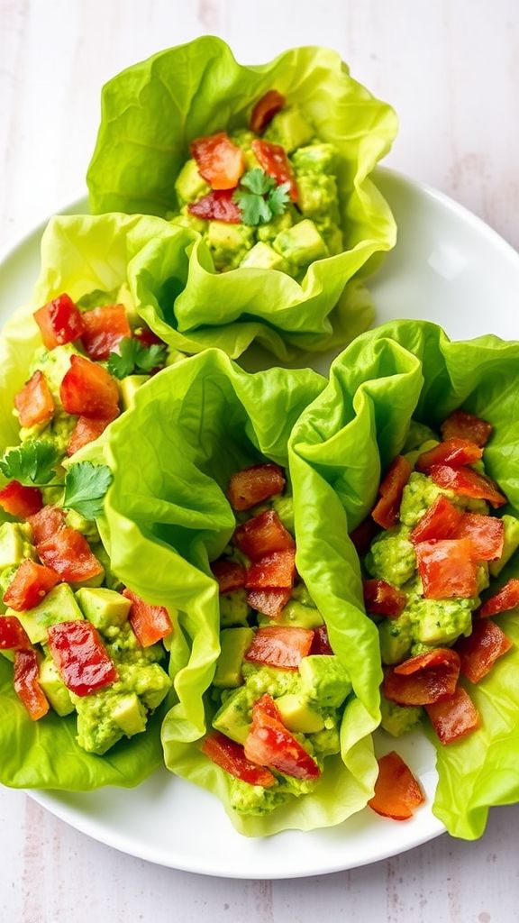 Spicy Avocado and Bacon Lettuce Wraps  