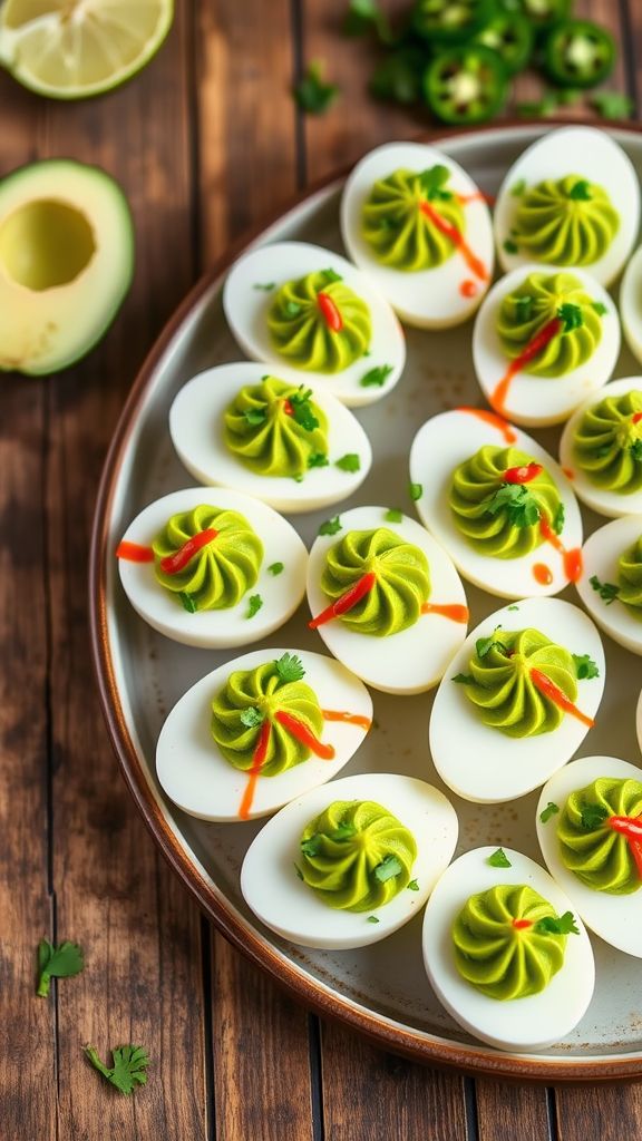 Spicy Avocado Deviled Eggs