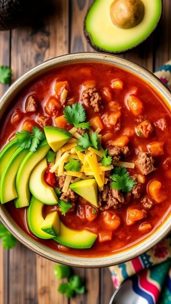 Spicy Avocado Keto Taco Soup