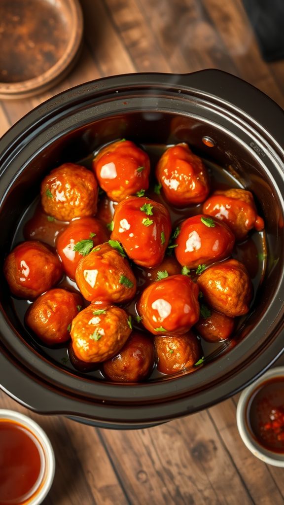 Spicy BBQ Meatballs in a Slow Cooker