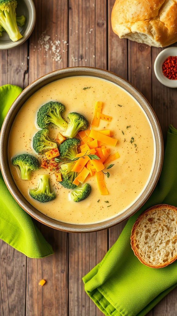 Spicy Cheddar Broccoli Soup Surprise