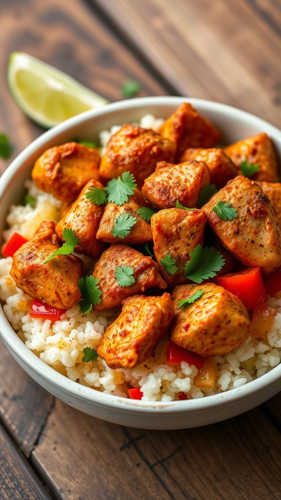 Spicy Chicken and Cauliflower Rice Bowl