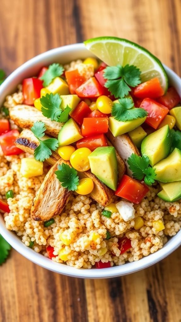 Spicy Chicken Quinoa Burrito Bowl  