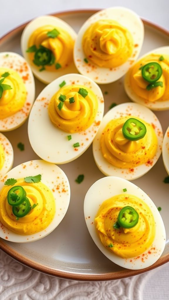 Spicy Deviled Eggs with Avocado  