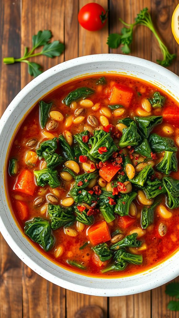 Spicy Lentil and Kale Soup  