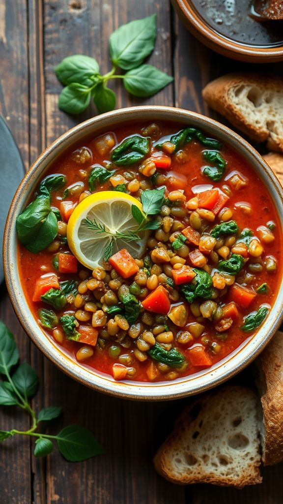 Spicy Lentil and Spinach Stew  