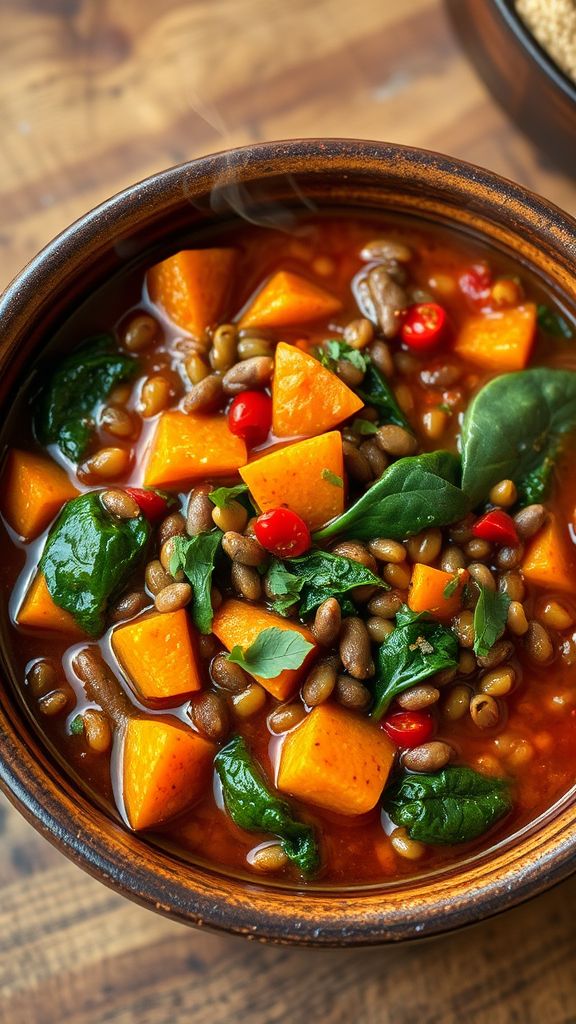 Spicy Lentil and Sweet Potato Stew  