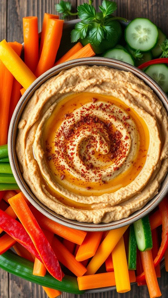 Spicy Lentil Hummus with Veggies  