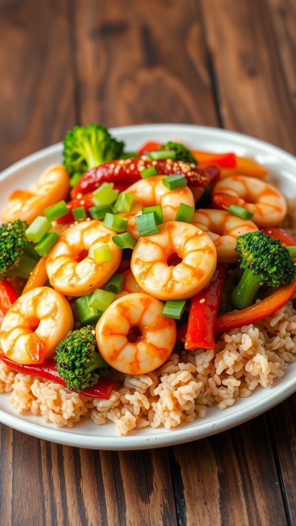 Spicy Shrimp and Brown Rice Stir-Fry  