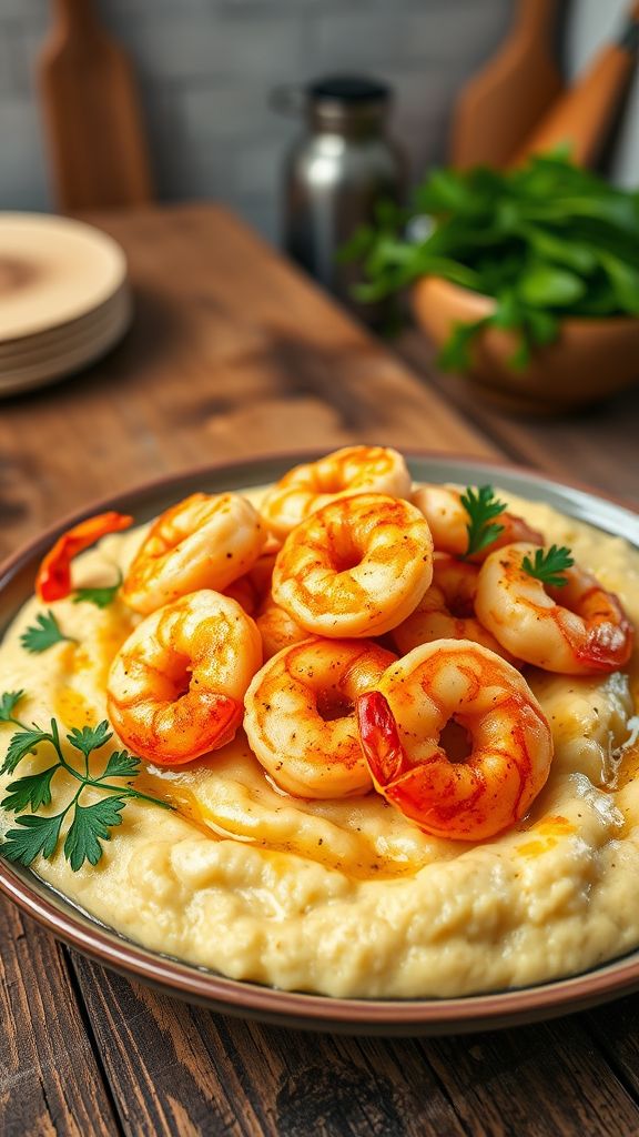 Spicy Shrimp and Cauliflower Grits