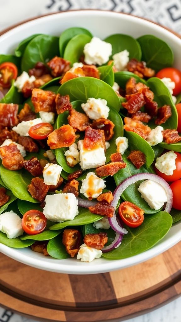 Spinach and Bacon Salad with Feta