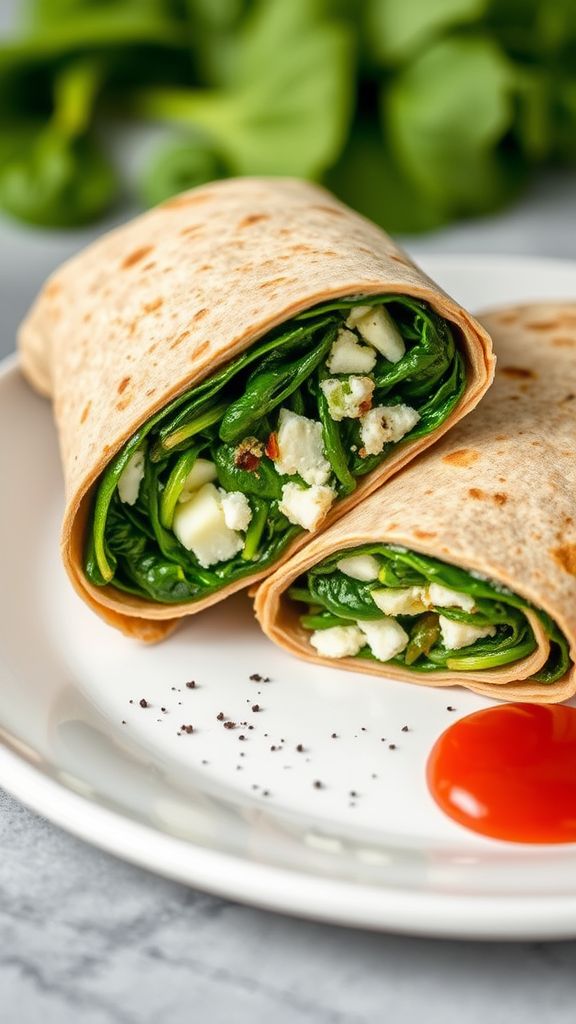 Spinach and Feta Breakfast Wrap  