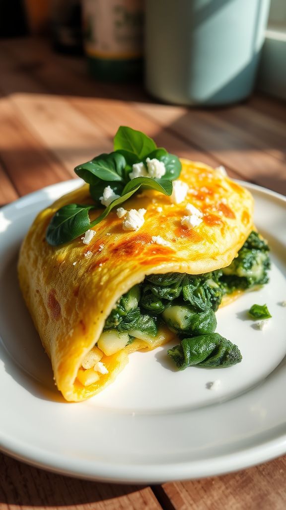 Spinach and Feta Stuffed Omelette