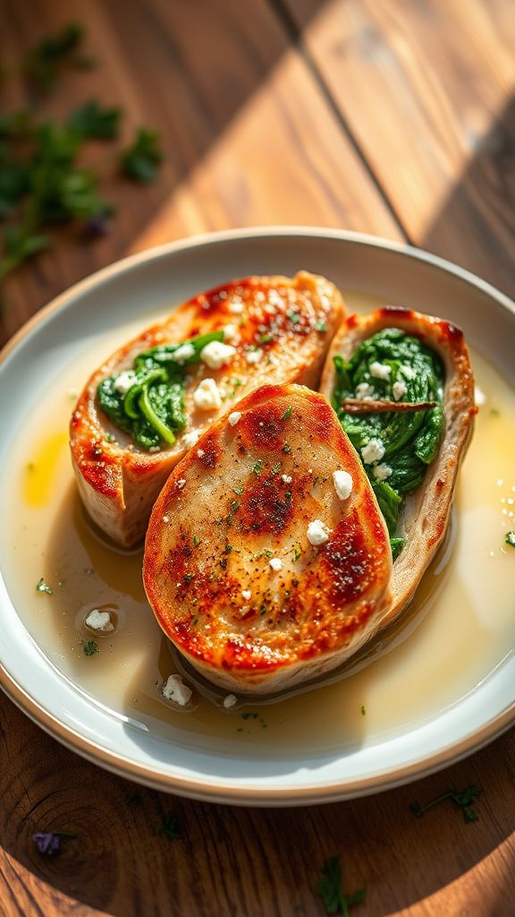 Spinach and Feta Stuffed Pork Chops