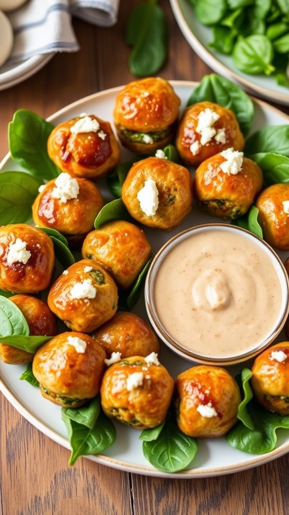 Spinach and Feta Stuffed Sausage Balls