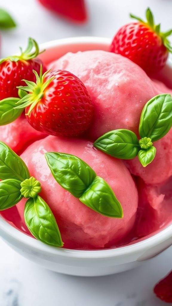 Strawberry Basil Keto Sorbet